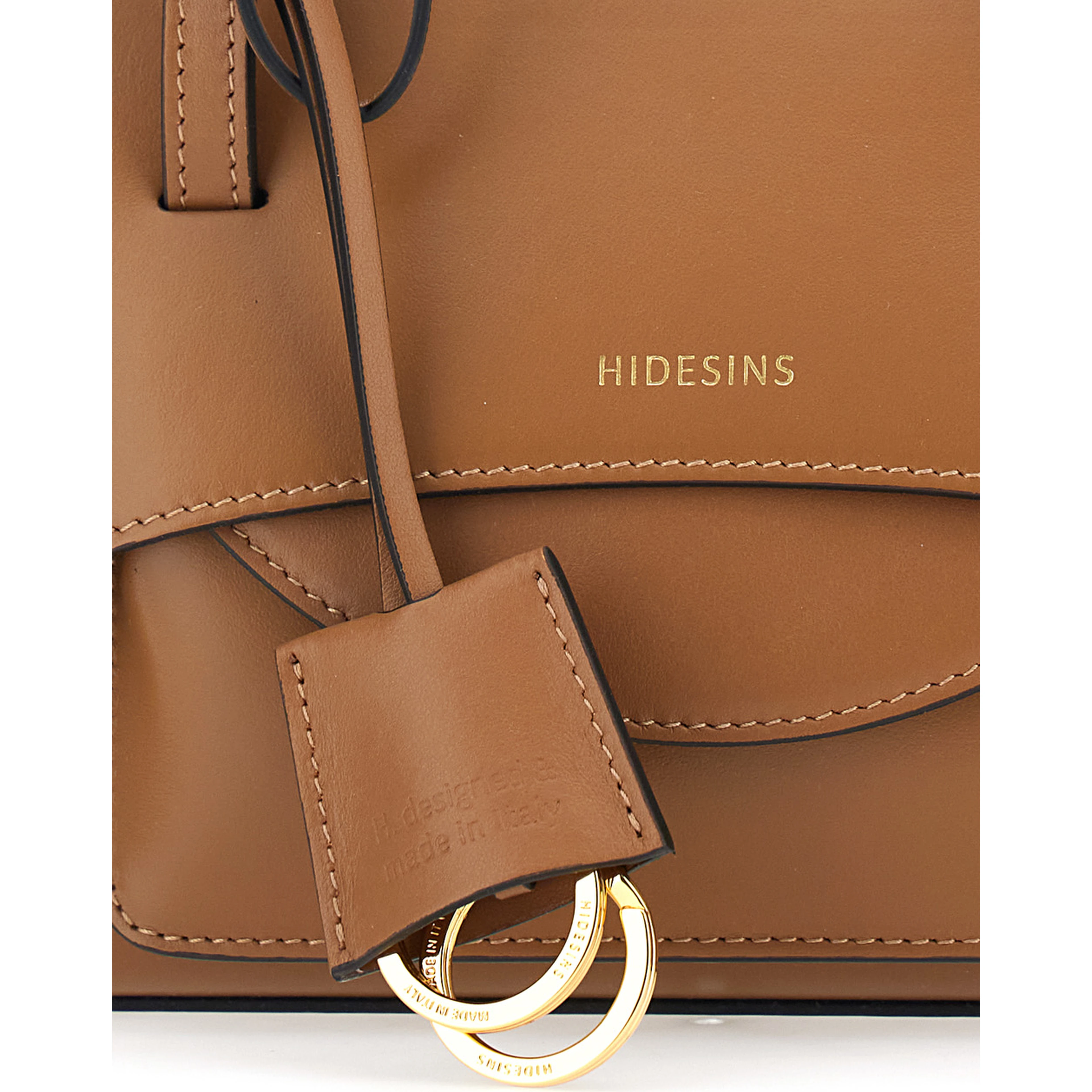 Brown Small Handbag with Adjustable Shoulder Strap and Front Pocket in Leather for Women