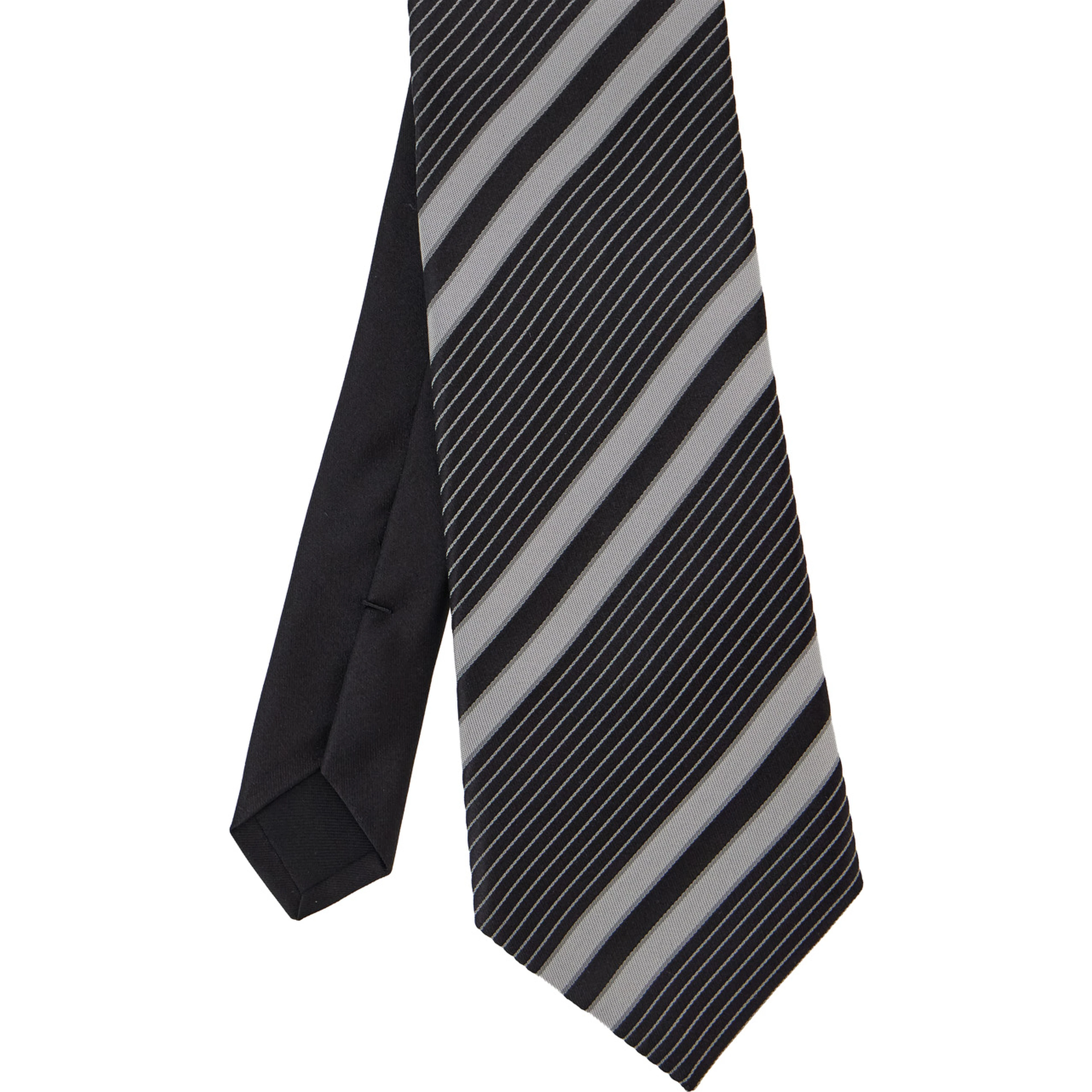 black and white Tie with all-over stripe motif in silk for Men