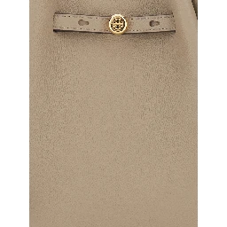 Romy Beige Handbag with Adjustable Strap and Drawstring Closure in Leather for Women
