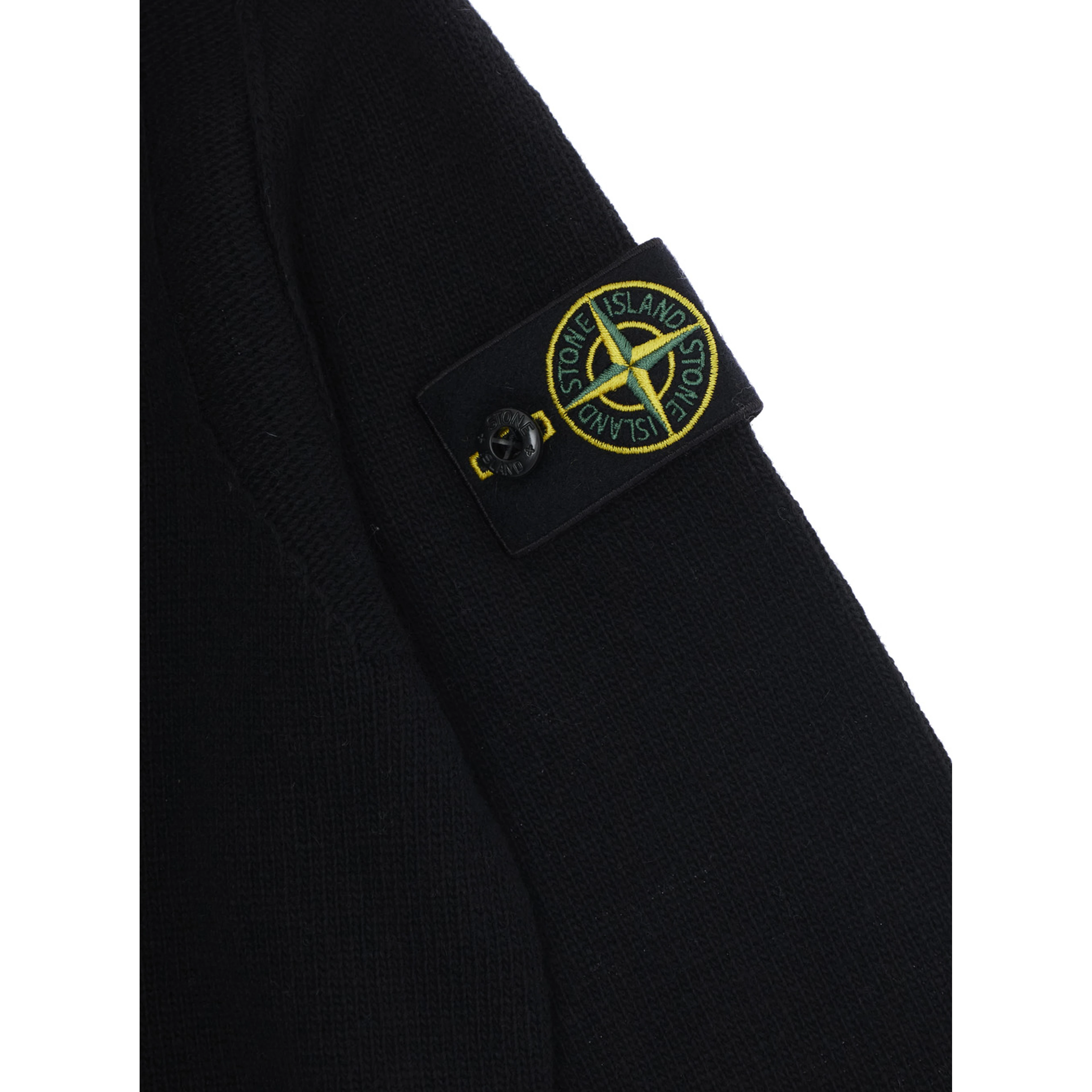 Black Crew neck sweater with logo patch on the sleeve in wool Boy