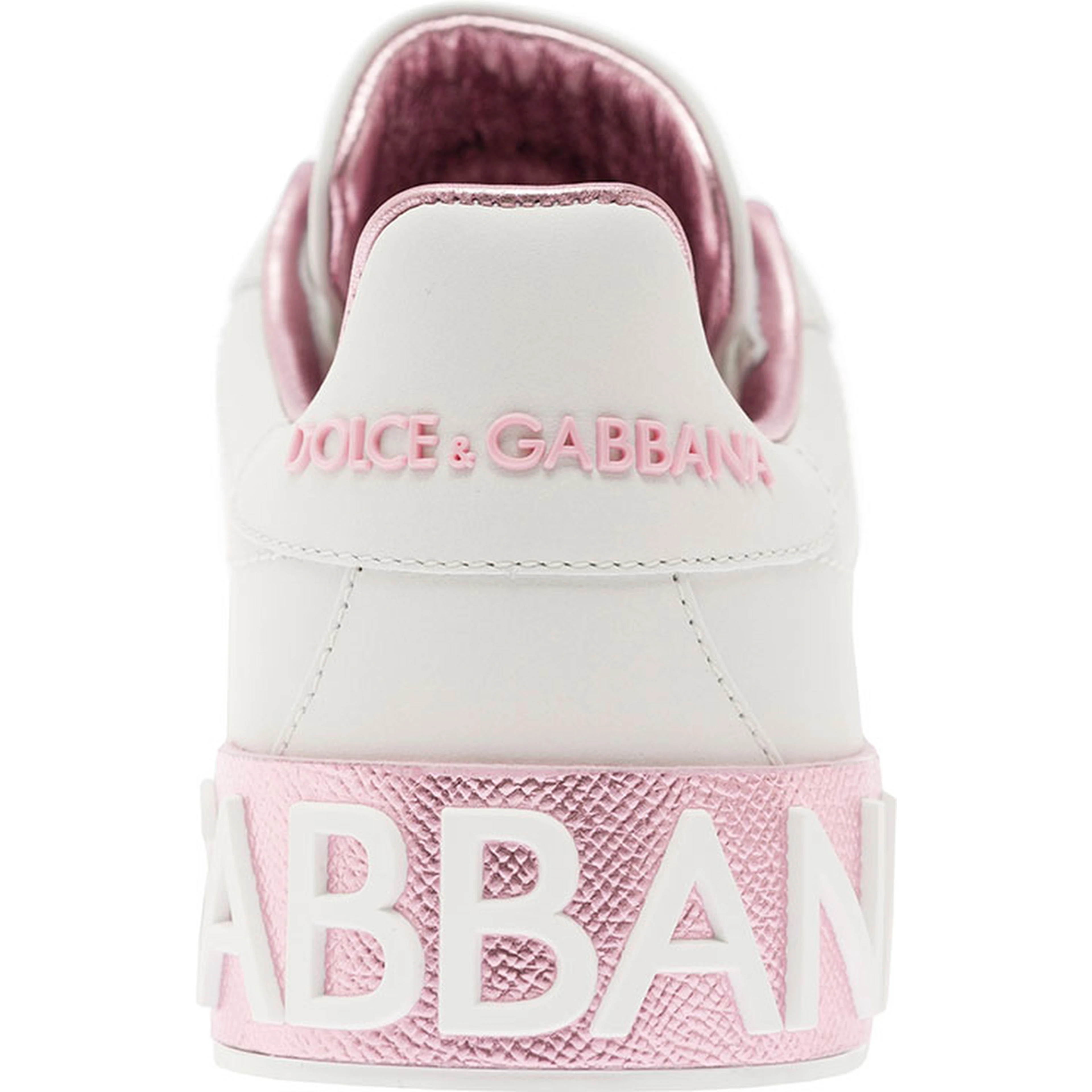 Portofino White and Pink Low Sneakers with logo in Leather for Women