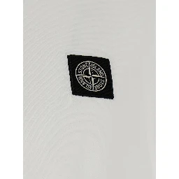 white Crew neck t-shirt with logo patch on the front in cotton for men