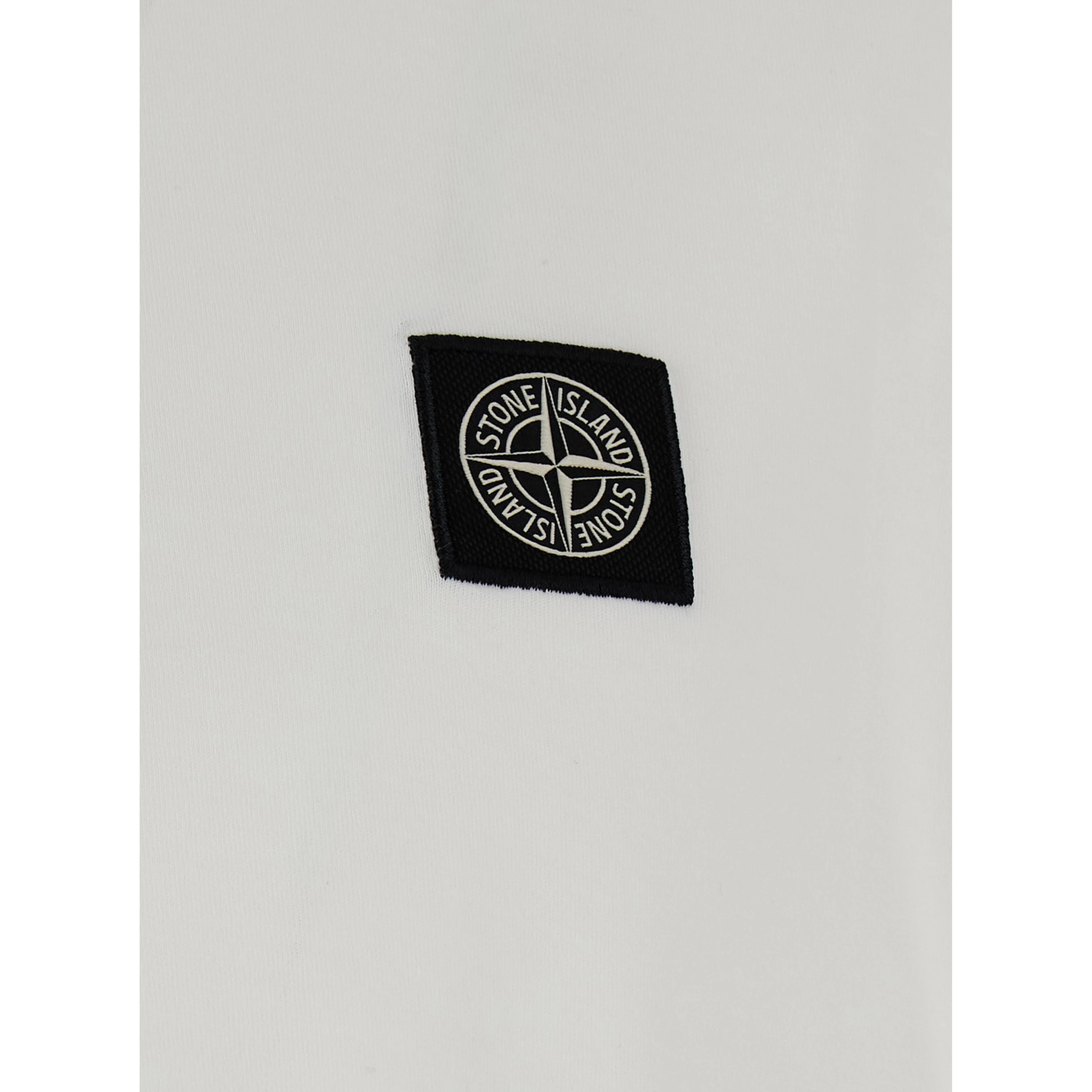 white Crew neck t-shirt with logo patch on the front in cotton for men