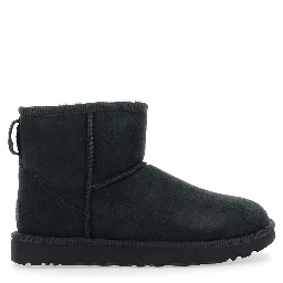 Boots Classic Mini with Logo Patch on the Back in Black Suede for Women