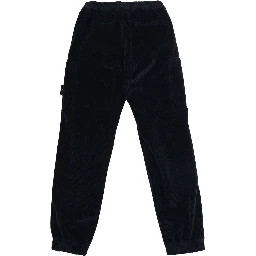 Blue Pants with elasticated waist and logo patch on the front in cotton boy