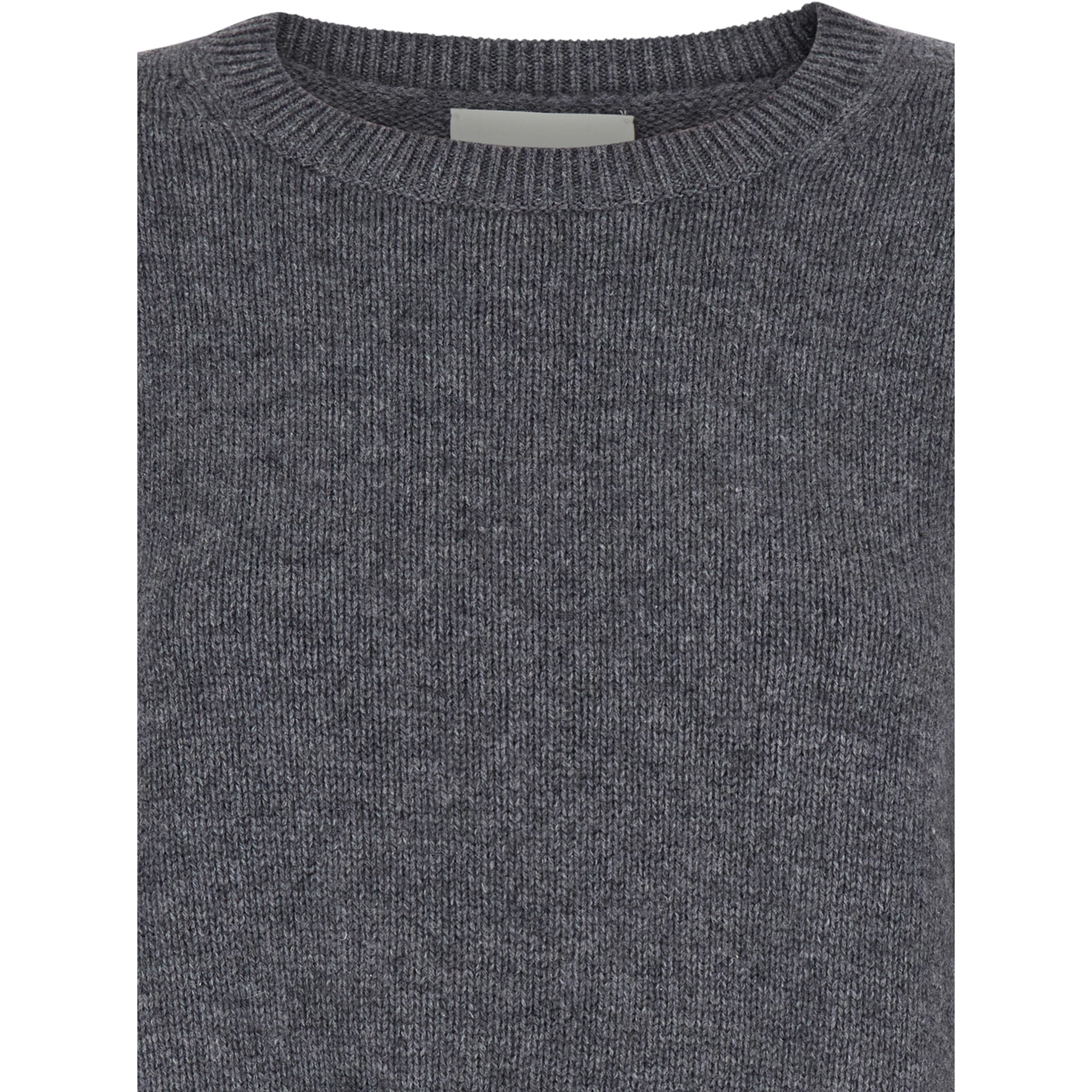 Sweater with U-neck and long sleeves in gray cashmere for women
