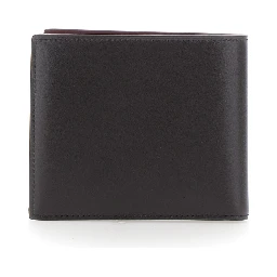 Brown Bi-Fold Wallet with Logo Lettering on the Front and Bicolor Design in leather for Men