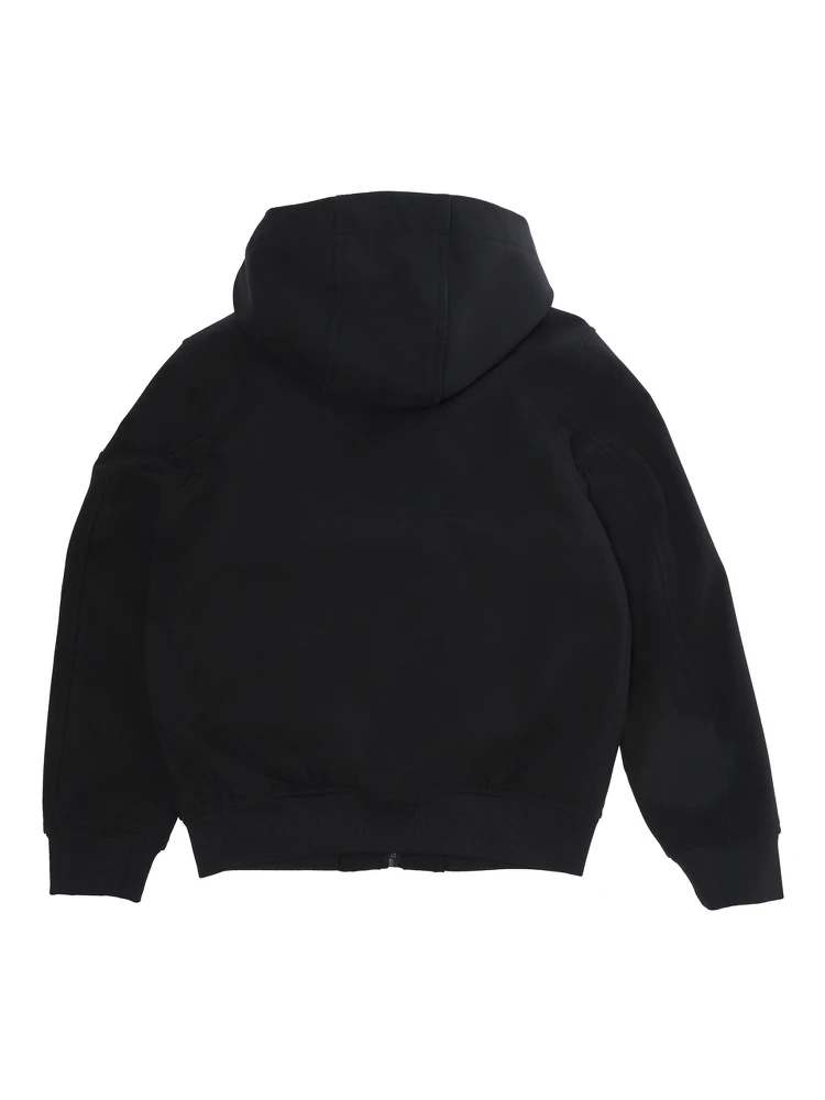 Short Parka with Hood and Pockets in Black Tech Fabric for Boy alternative