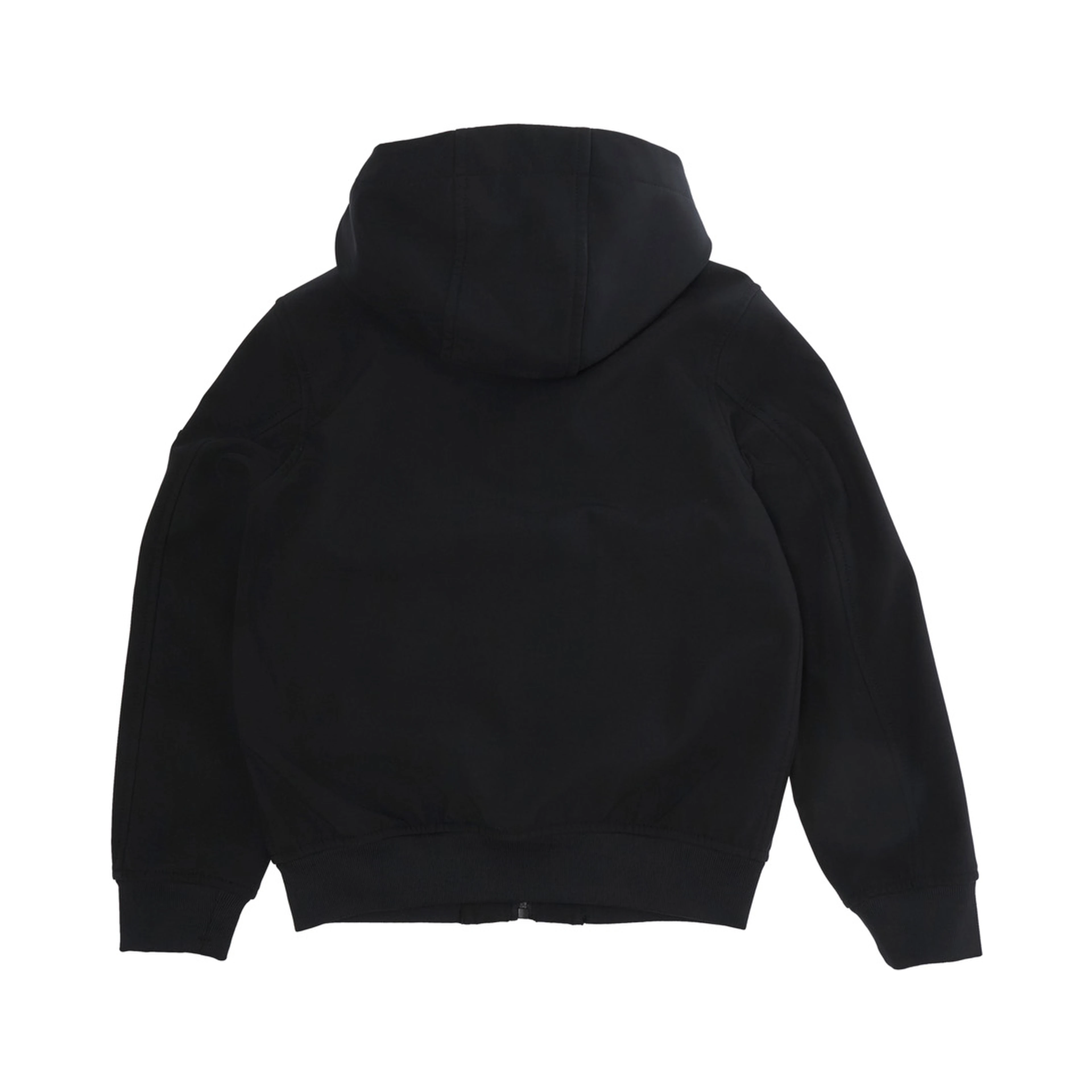 Short Parka with Hood and Pockets in Black Tech Fabric for Boy