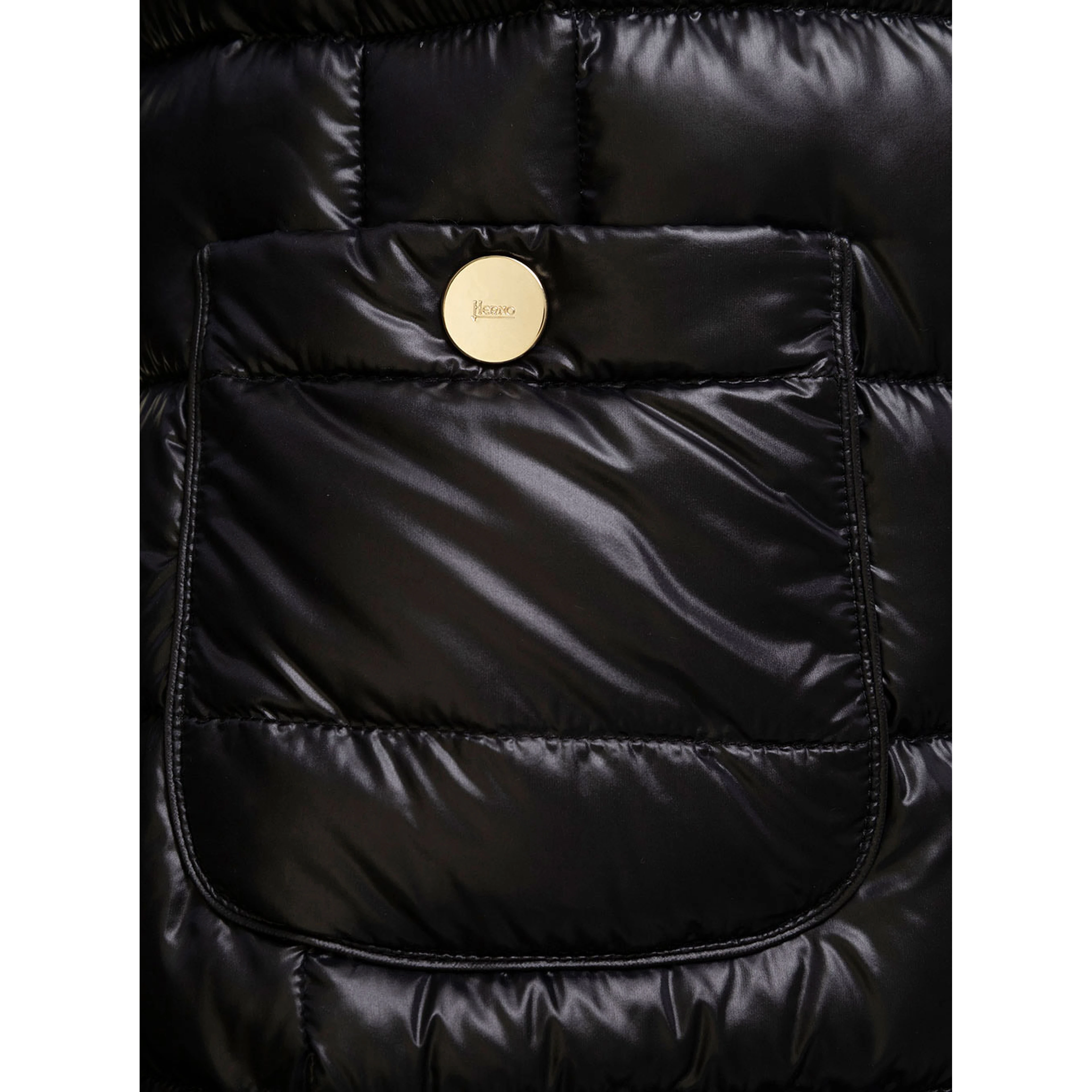 Long down jacket with high collar and long sleeves in Tech Fabric Black Woman