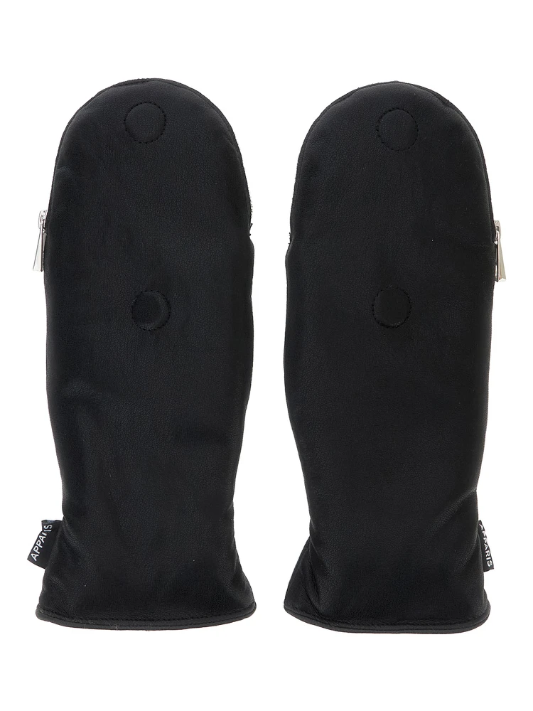 Black Gloves with Zip Closure and Eco-Fur Lining in Tech Fabric for Women
