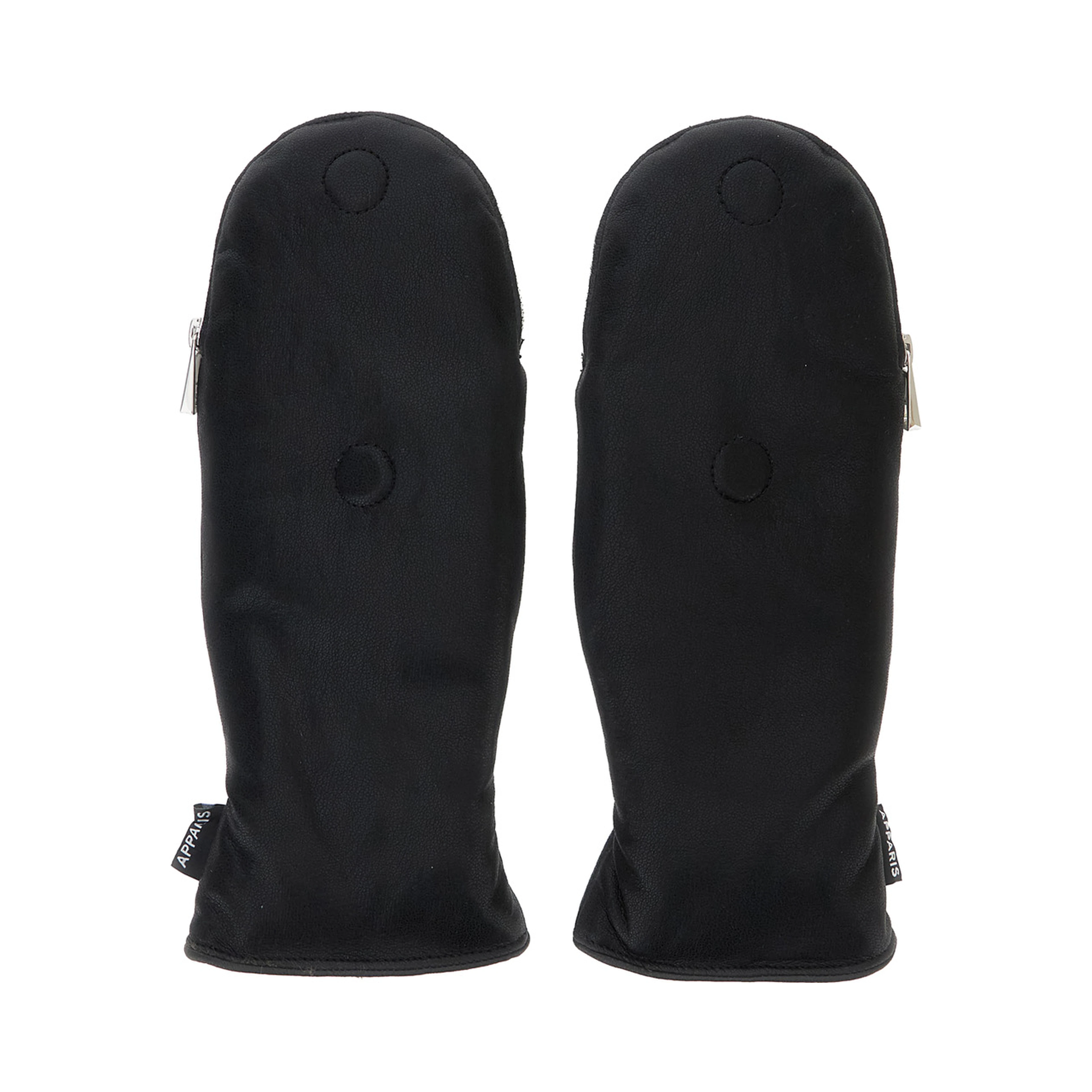 Black Gloves with Zip Closure and Eco-Fur Lining in Tech Fabric for Women