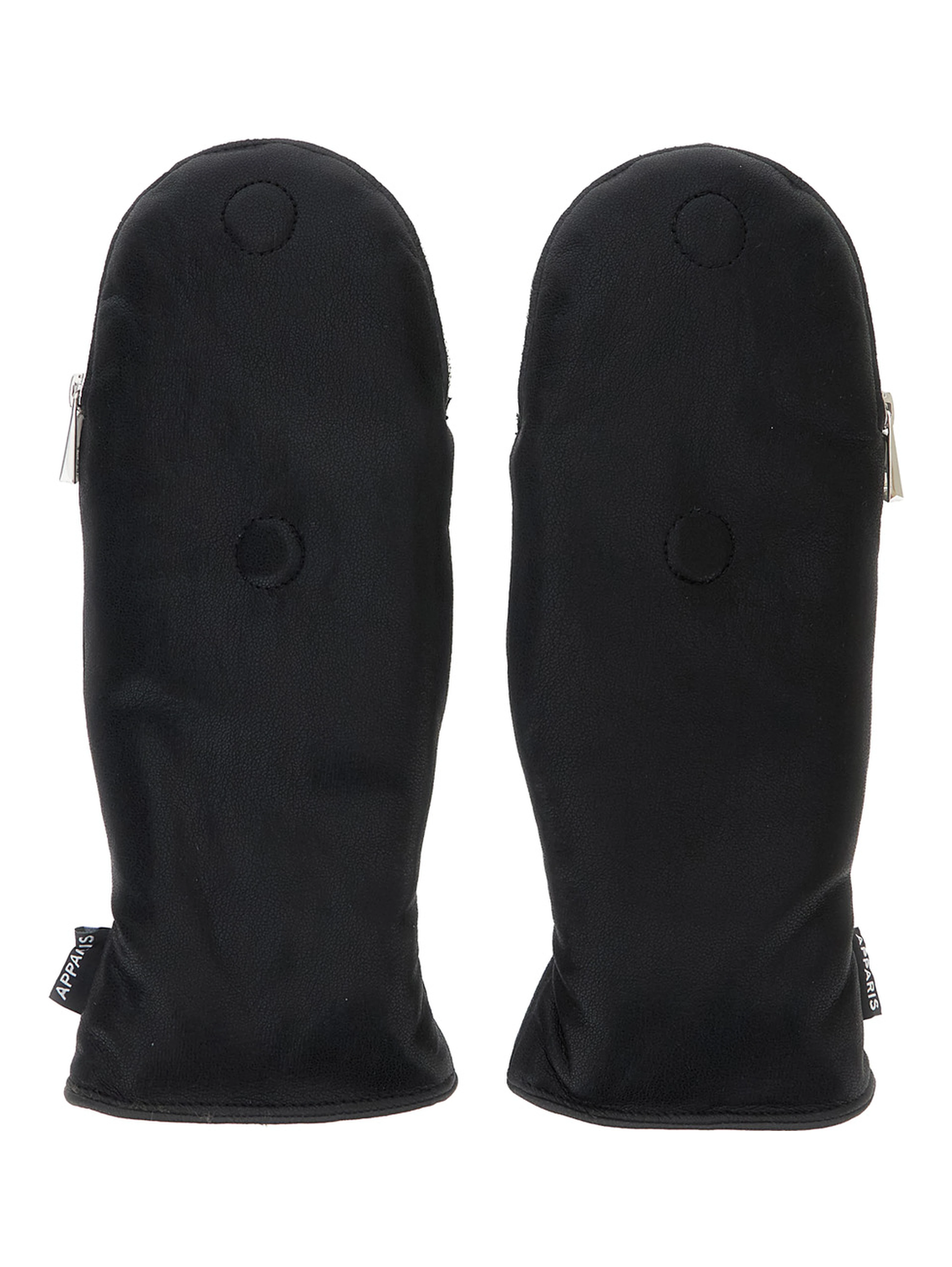 Black Gloves with Zip Closure and Eco-Fur Lining in Tech Fabric for Women