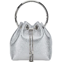 Bon Bon Silver Colored Mini Bag with Drawstring Closure in Leather Blend for Women