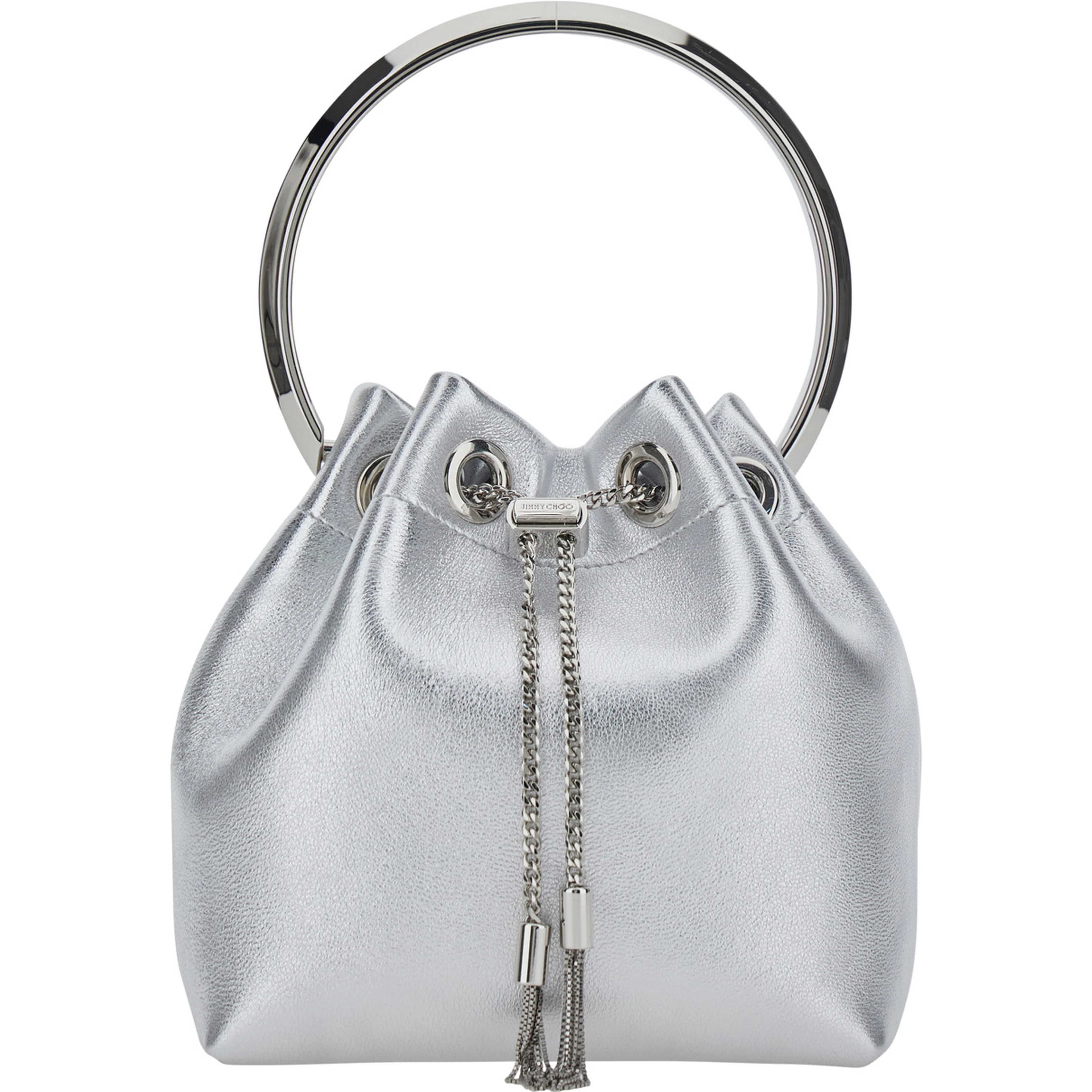 Bon Bon Silver Colored Mini Bag with Drawstring Closure in Leather Blend for Women