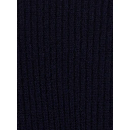Blue Sweater with round neck and V-neck on the back in ribbed wool for men