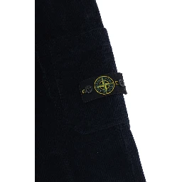 Blue Pants with elasticated waist and logo patch on the front in cotton boy