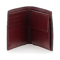 Brown Bi-Fold Wallet with Logo Lettering on the Front and Bicolor Design in leather for Men