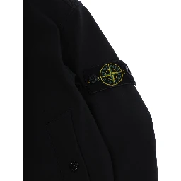 Short Parka with Hood and Pockets in Black Tech Fabric for Boy