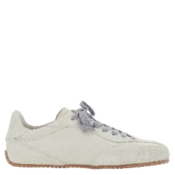 Daze White Low Top Sneakers with Contrasting Laces and Logo Patch on the Tongue in Leather for Men