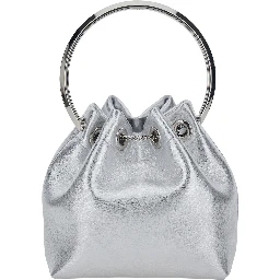 Bon Bon Silver Colored Mini Bag with Drawstring Closure in Leather Blend for Women
