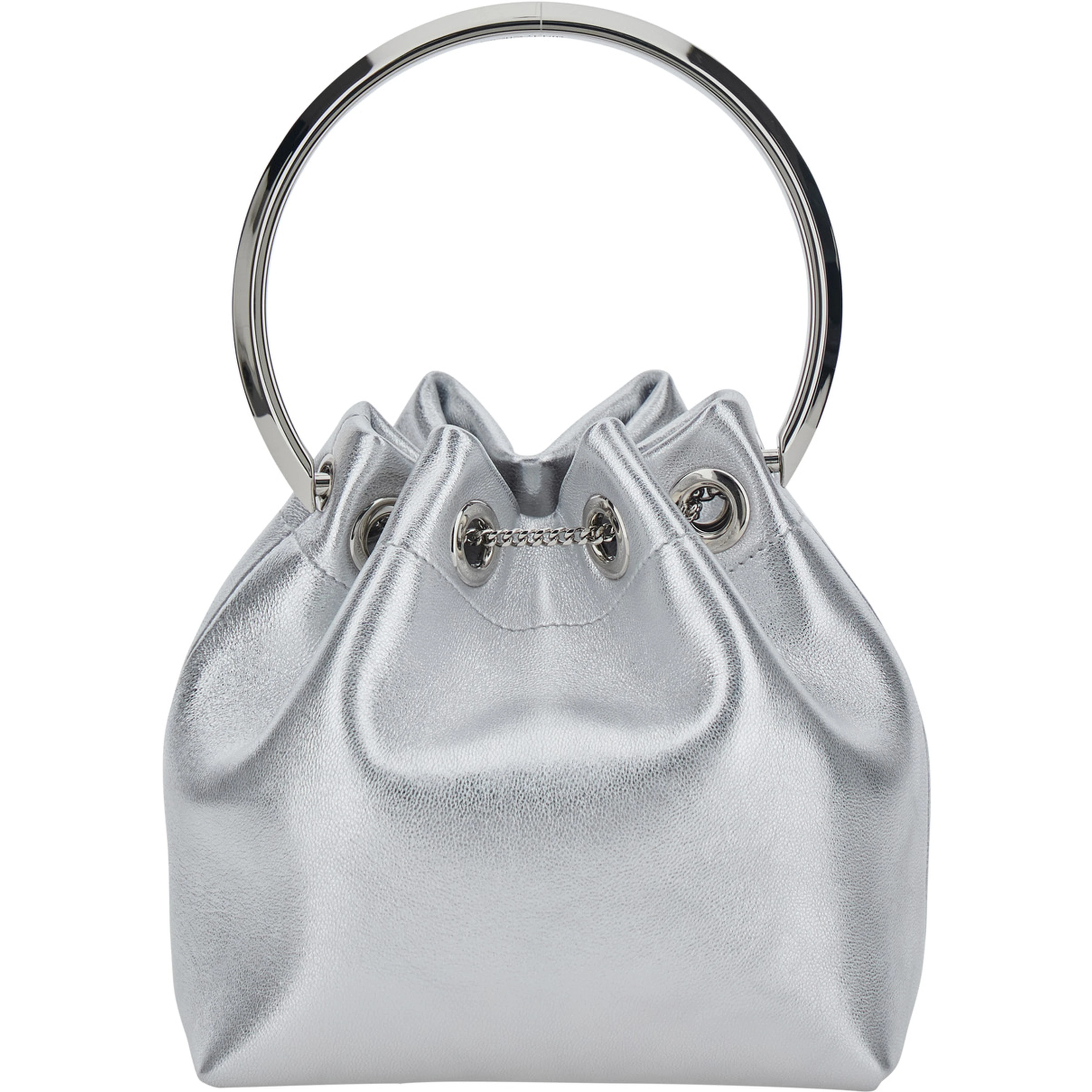 Bon Bon Silver Colored Mini Bag with Drawstring Closure in Leather Blend for Women