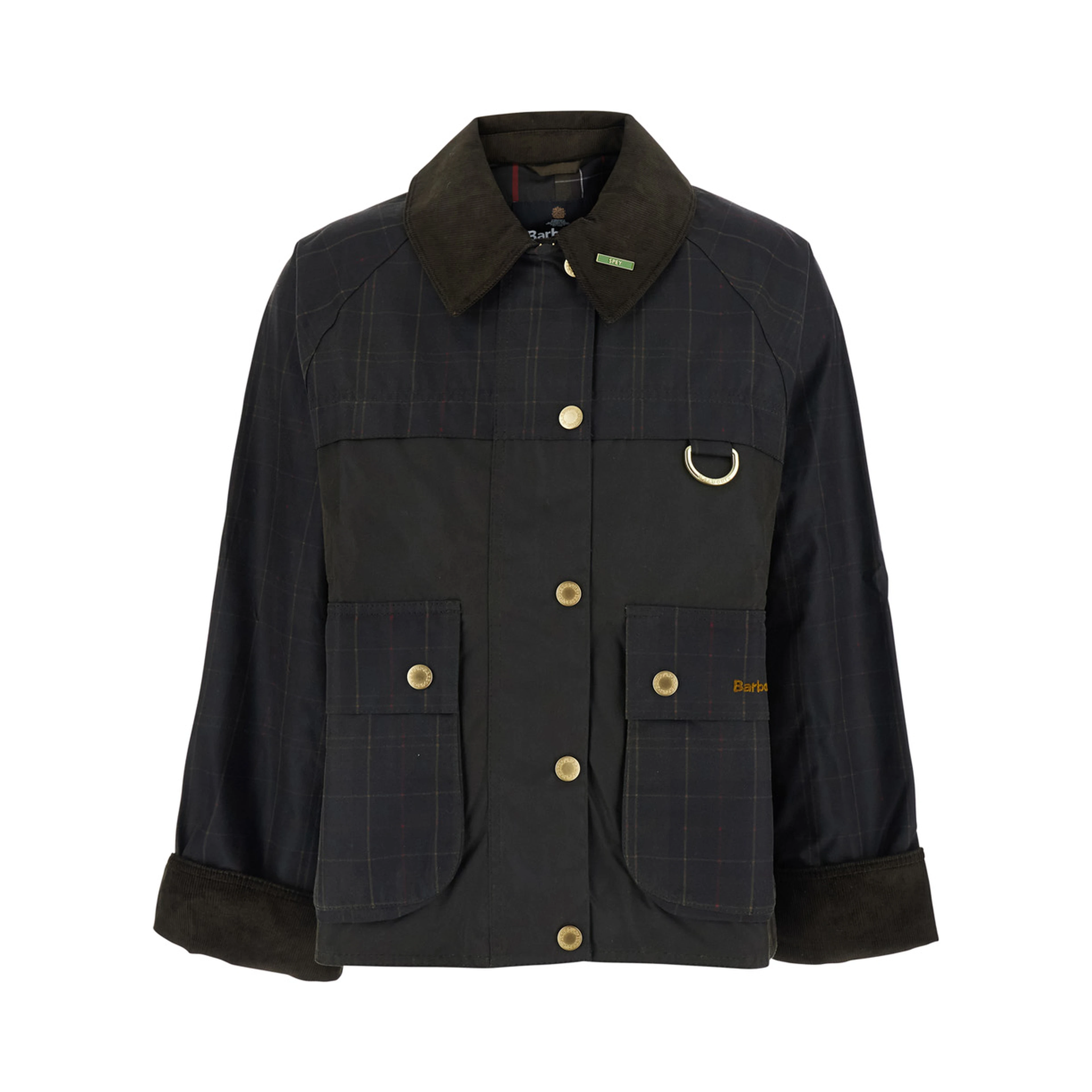 Cottingham Green Jacket with collar and logo lettering on the front in cotton for women