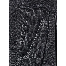 Iniza Black Jeans with wide leg and logo patch on the back in denim for women