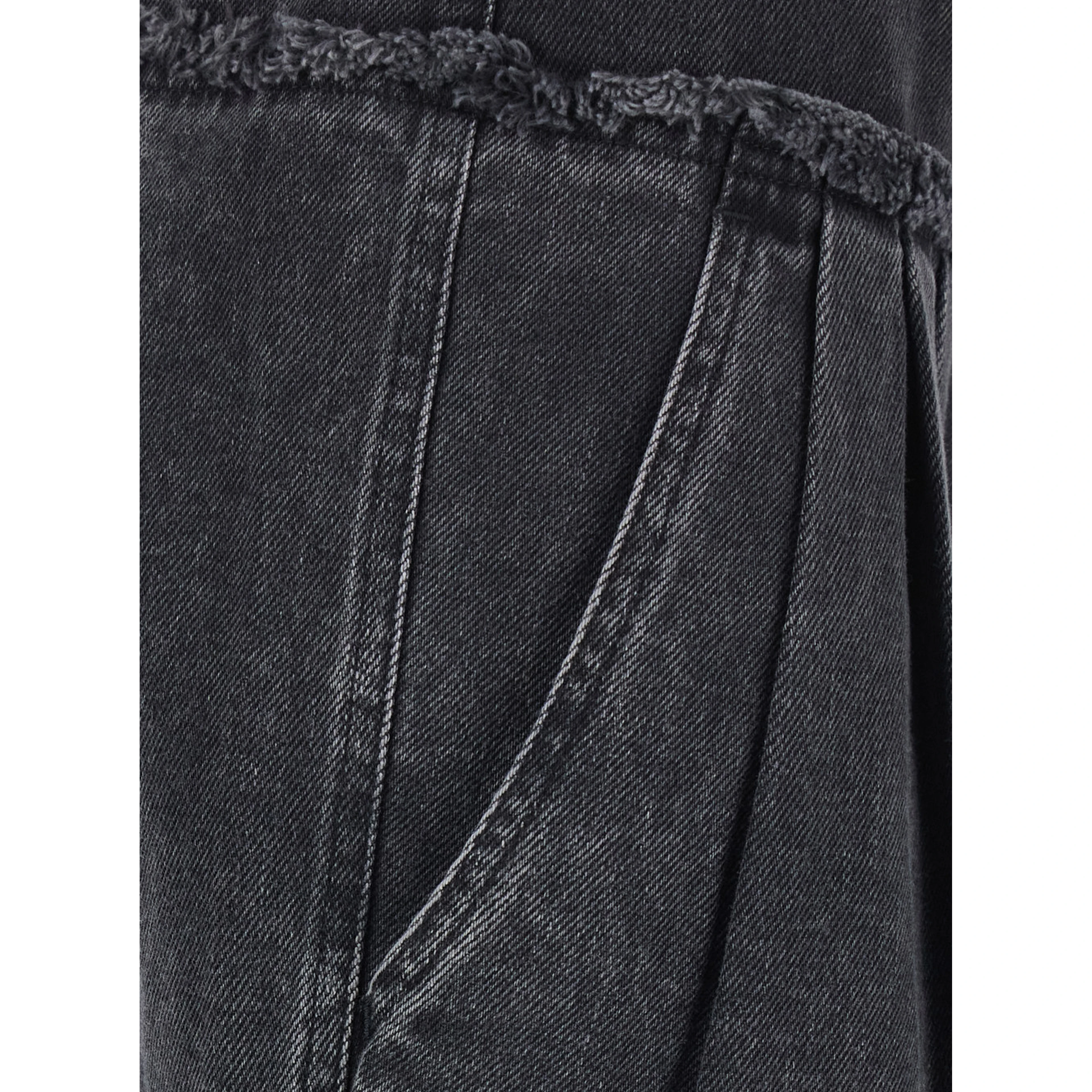 Iniza Black Jeans with wide leg and logo patch on the back in denim for women