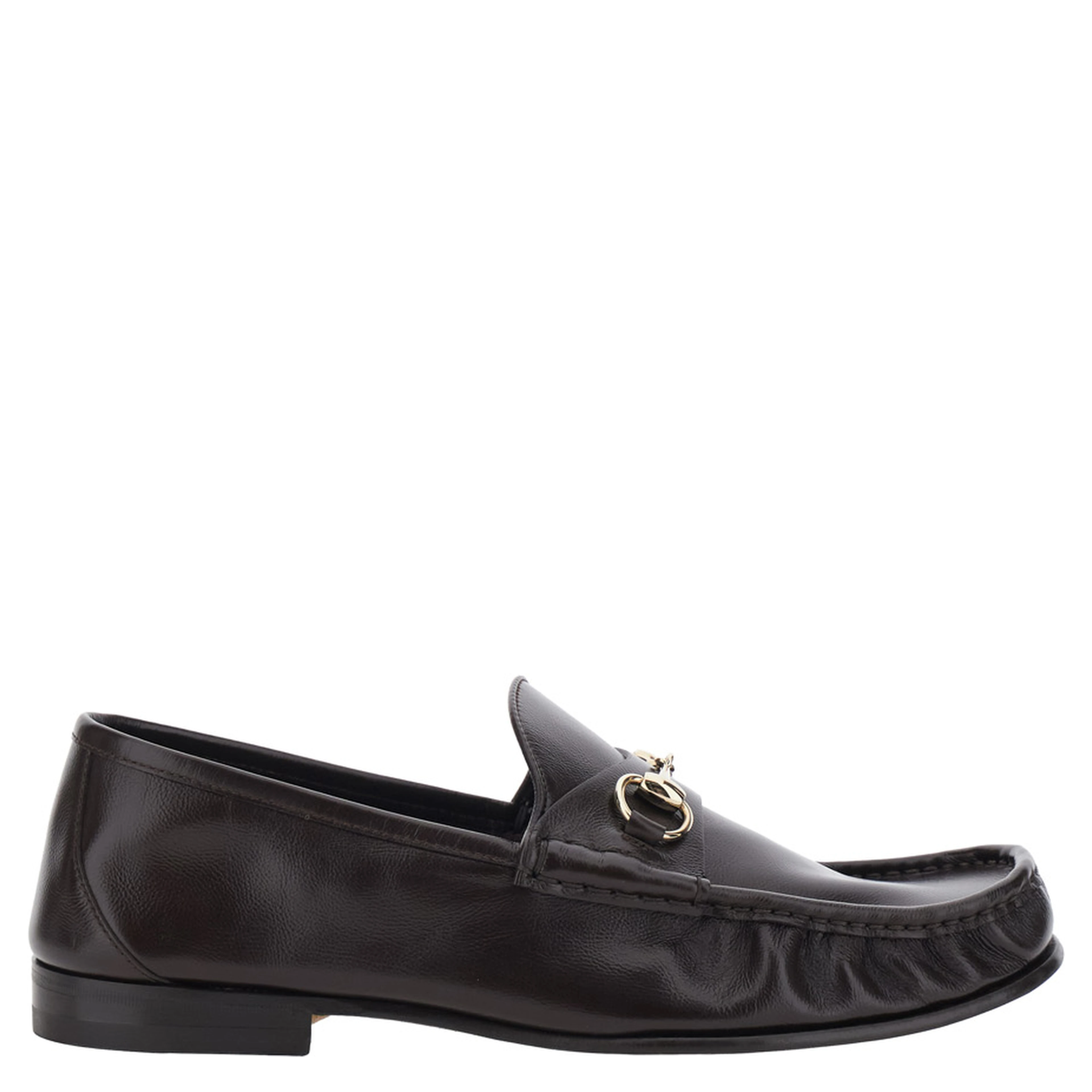 Lugano Brown Loafers with Horsebit Plaque on the Front and Low Heel in Leather for Men