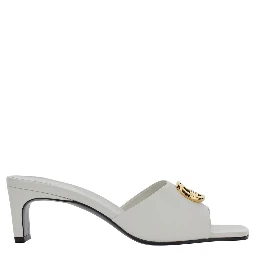 white Sandals with GG logo plaque on the front in leather for women