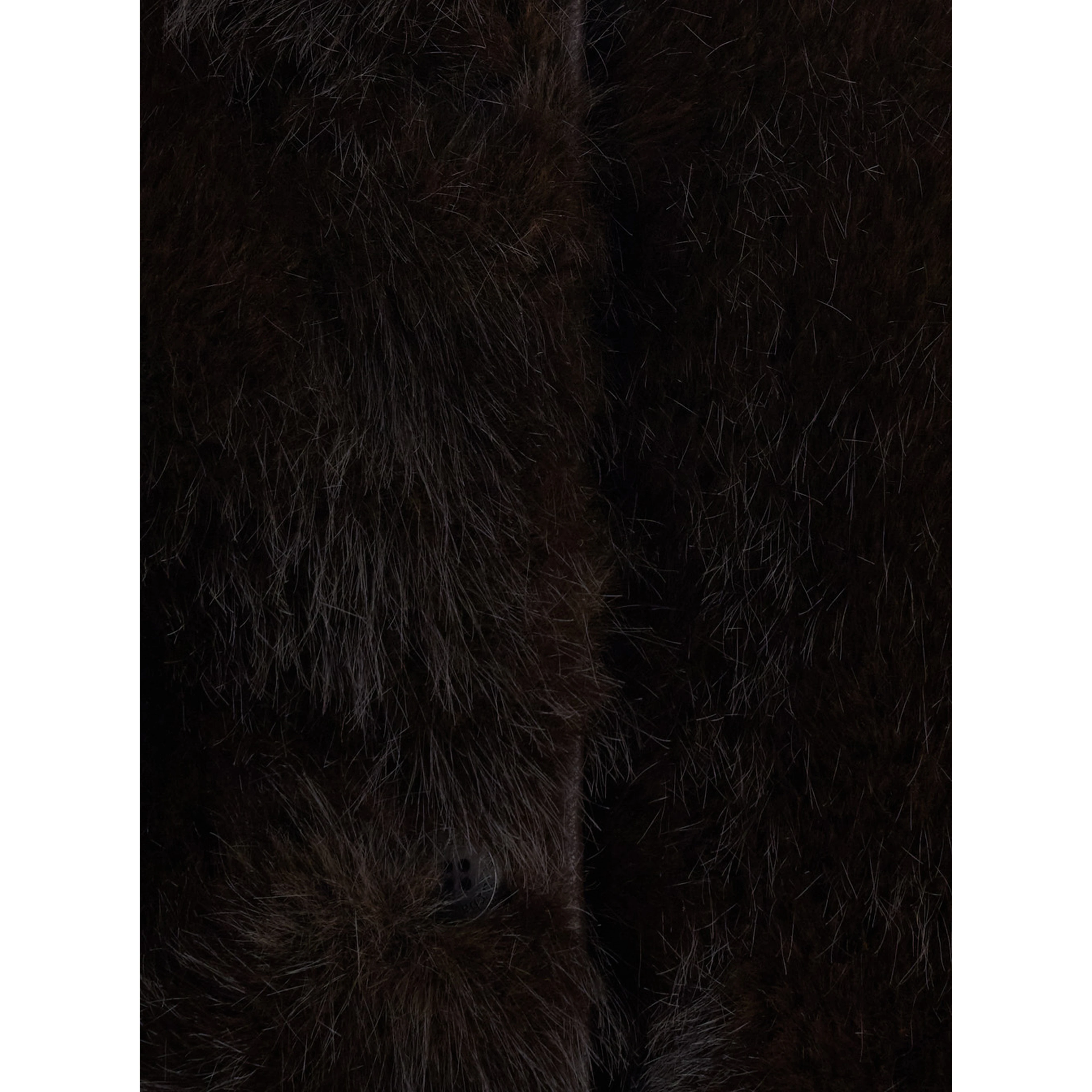 brown fur coat with high collar and reversible design in Faux fur for women