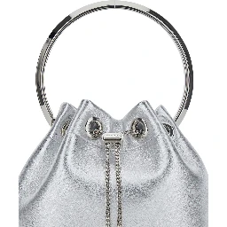 Bon Bon Silver Colored Mini Bag with Drawstring Closure in Leather Blend for Women