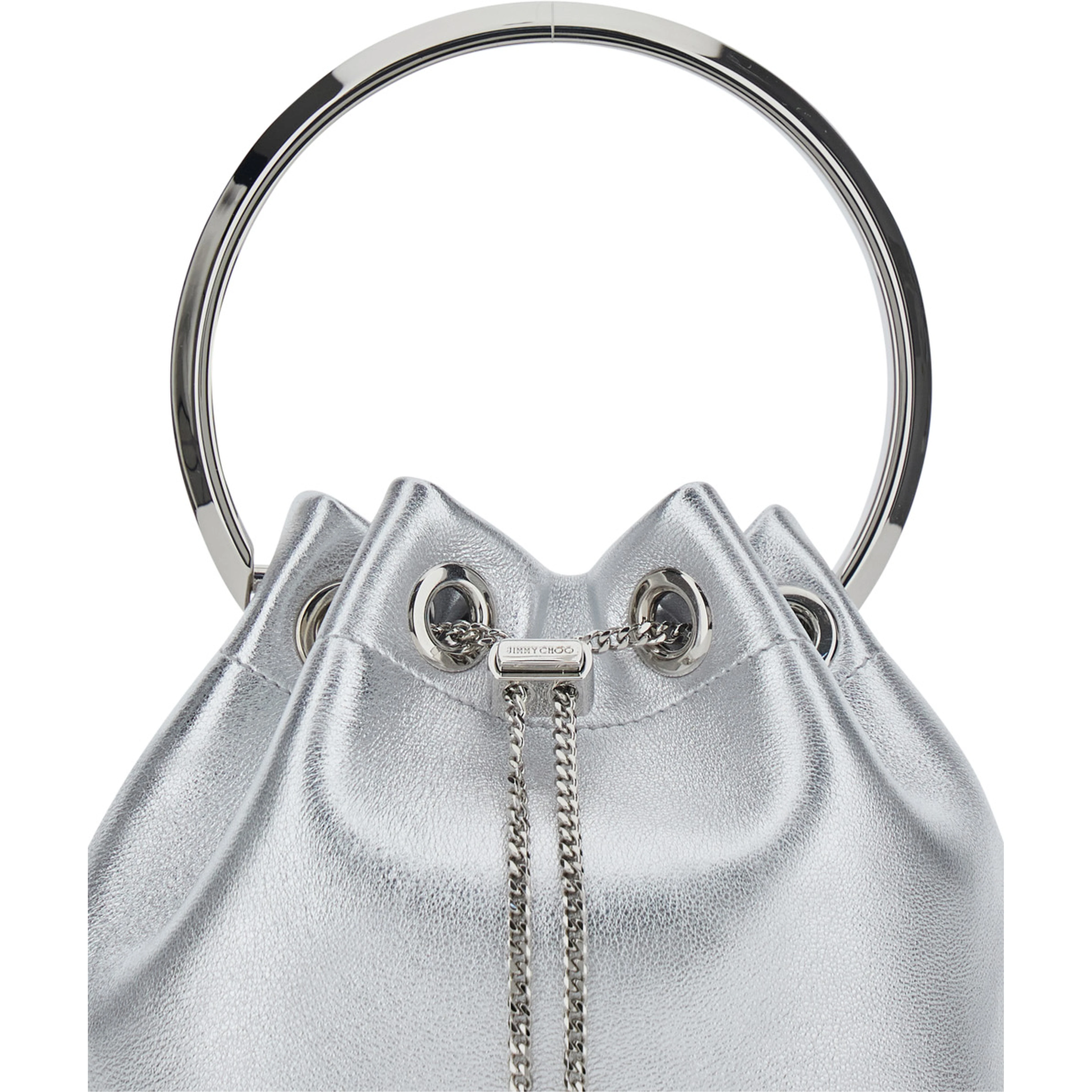 Bon Bon Silver Colored Mini Bag with Drawstring Closure in Leather Blend for Women