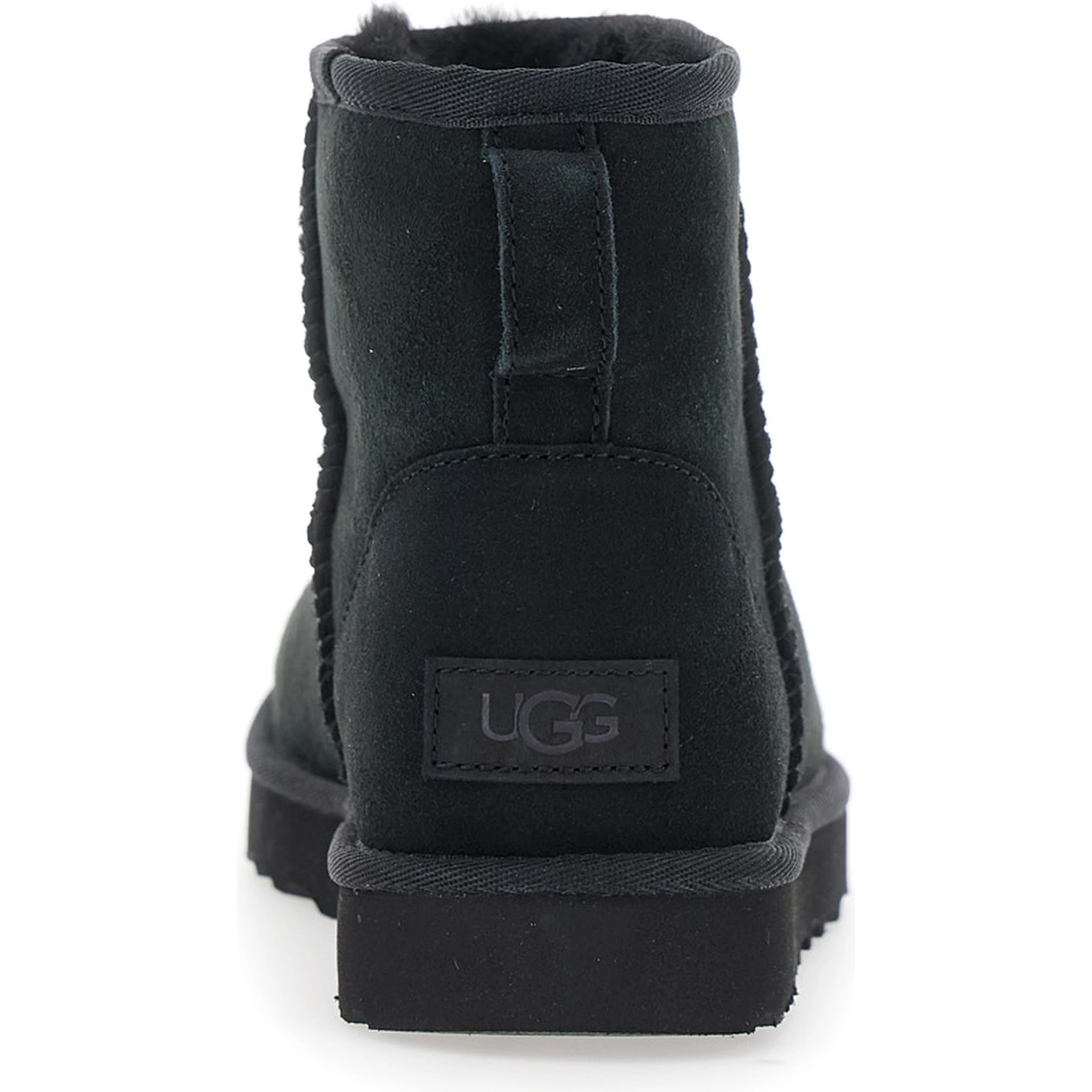 Boots Classic Mini with Logo Patch on the Back in Black Suede for Women