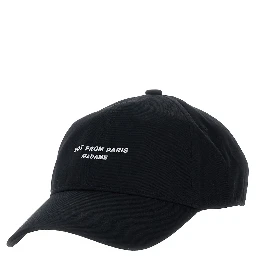 Black Baseball Cap with slogan print on the front in cotton for men