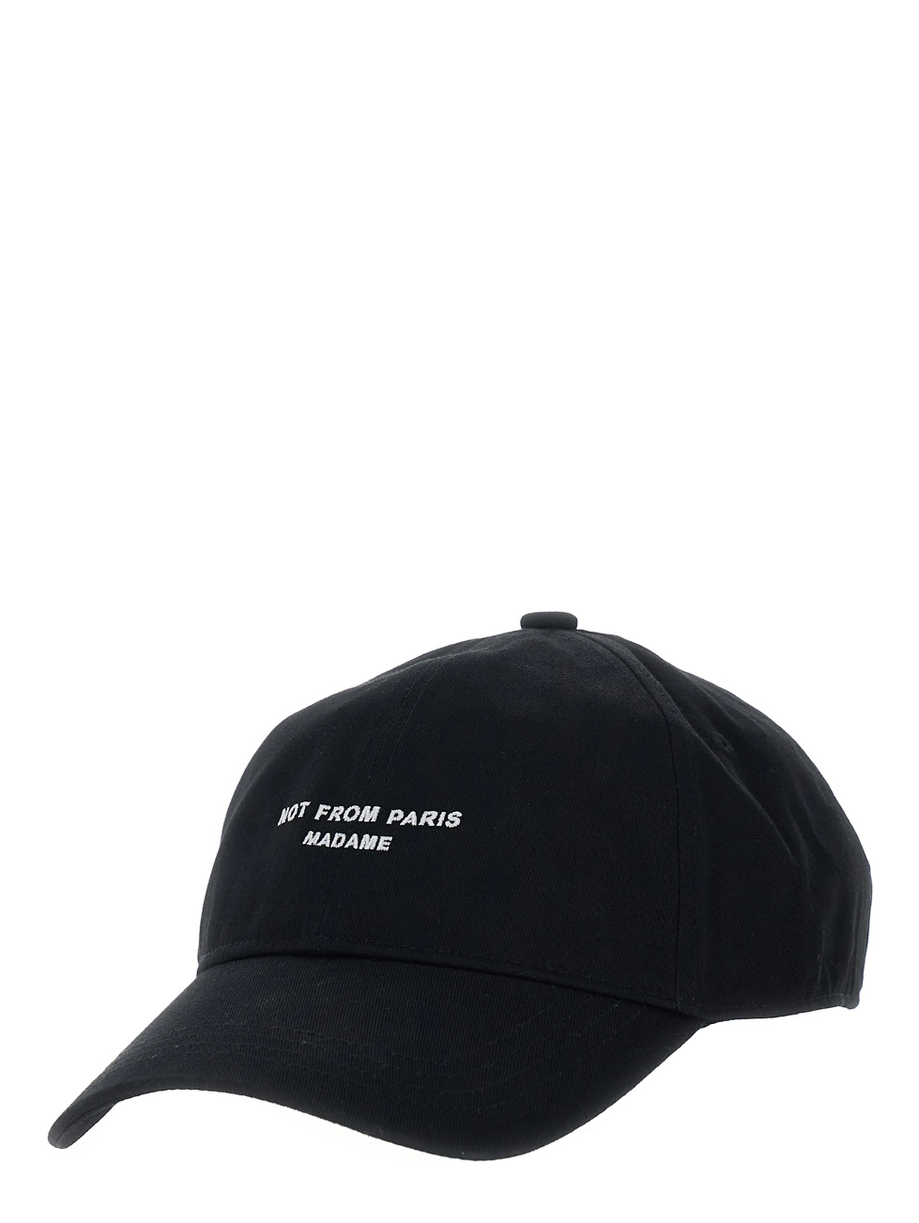 Black Baseball Cap with slogan print on the front in cotton for men