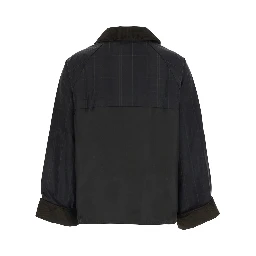 Cottingham Green Jacket with collar and logo lettering on the front in cotton for women