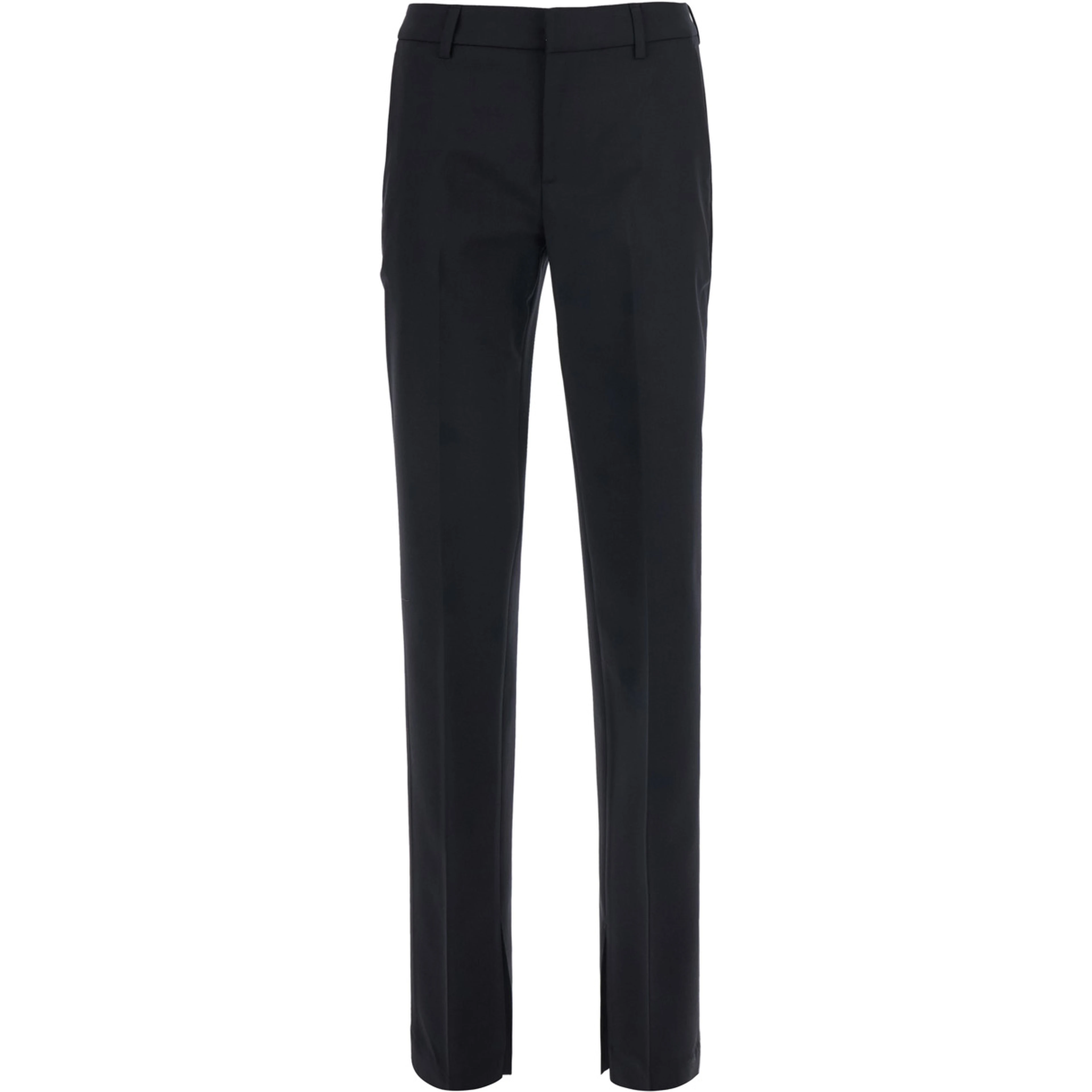 London Black Pants with hidden front closure in blend wool for women