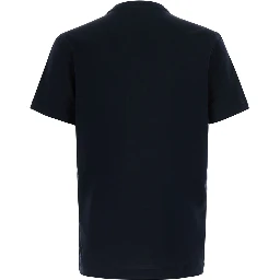 Blue Crew neck T-shirt with logo patch on the neck in cotton for men
