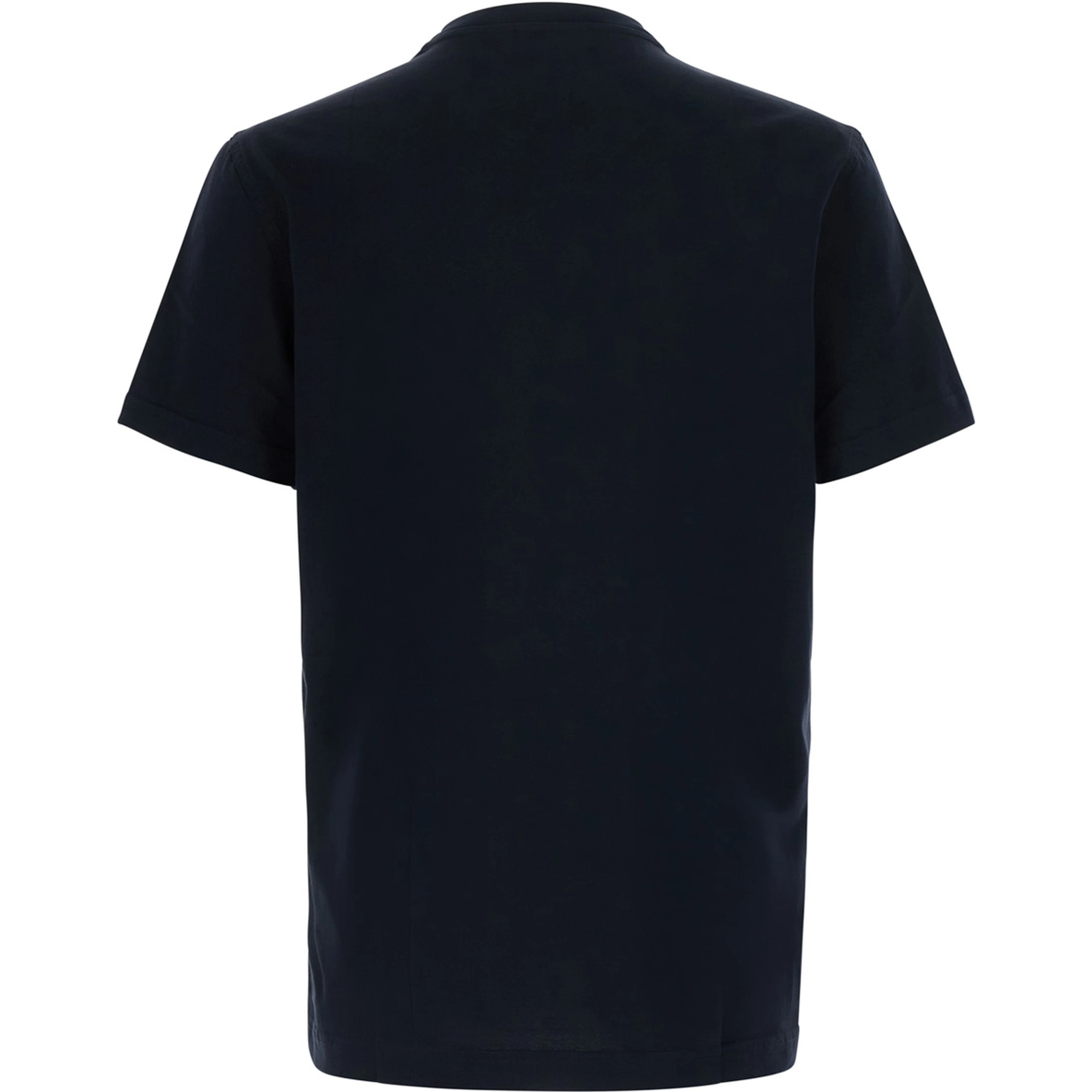 Blue Crew neck T-shirt with logo patch on the neck in cotton for men