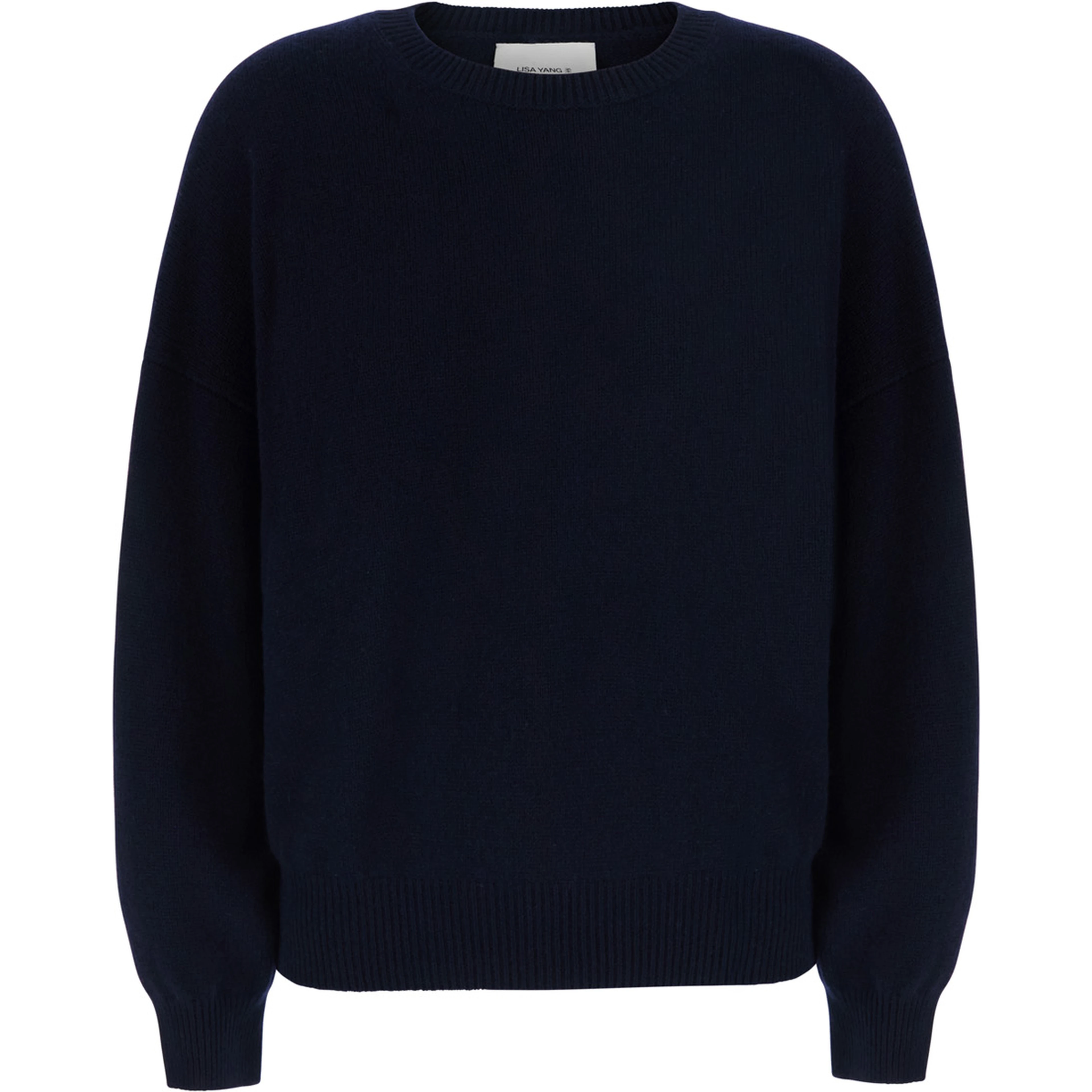 Veira Blue Sweater with Dropped shoulders and ribbed finishes in cashmere for women
