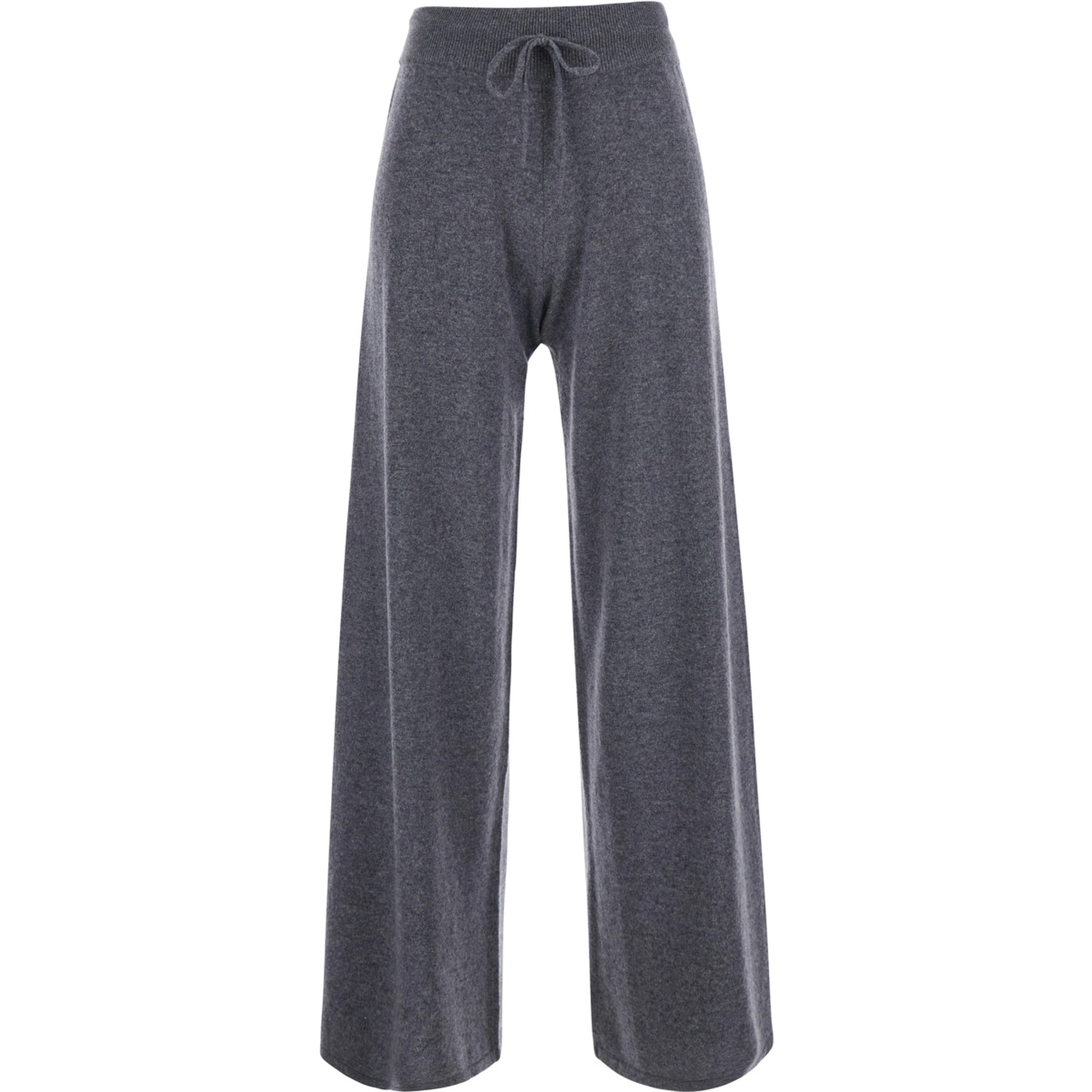 Sofi grey Trousers with elasticated waist and wide leg in cashmere for women