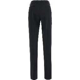London Black Pants with hidden front closure in blend wool for women