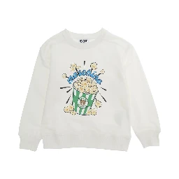 White Crewneck Sweatshirt with Maxi Print on the Front in Cotton Boy