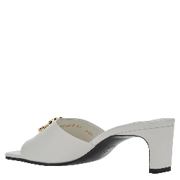 white Sandals with GG logo plaque on the front in leather for women