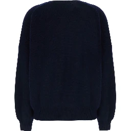Veira Blue Sweater with Dropped shoulders and ribbed finishes in cashmere for women