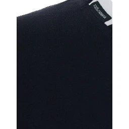 Blue Crew neck T-shirt with logo patch on the neck in cotton for men