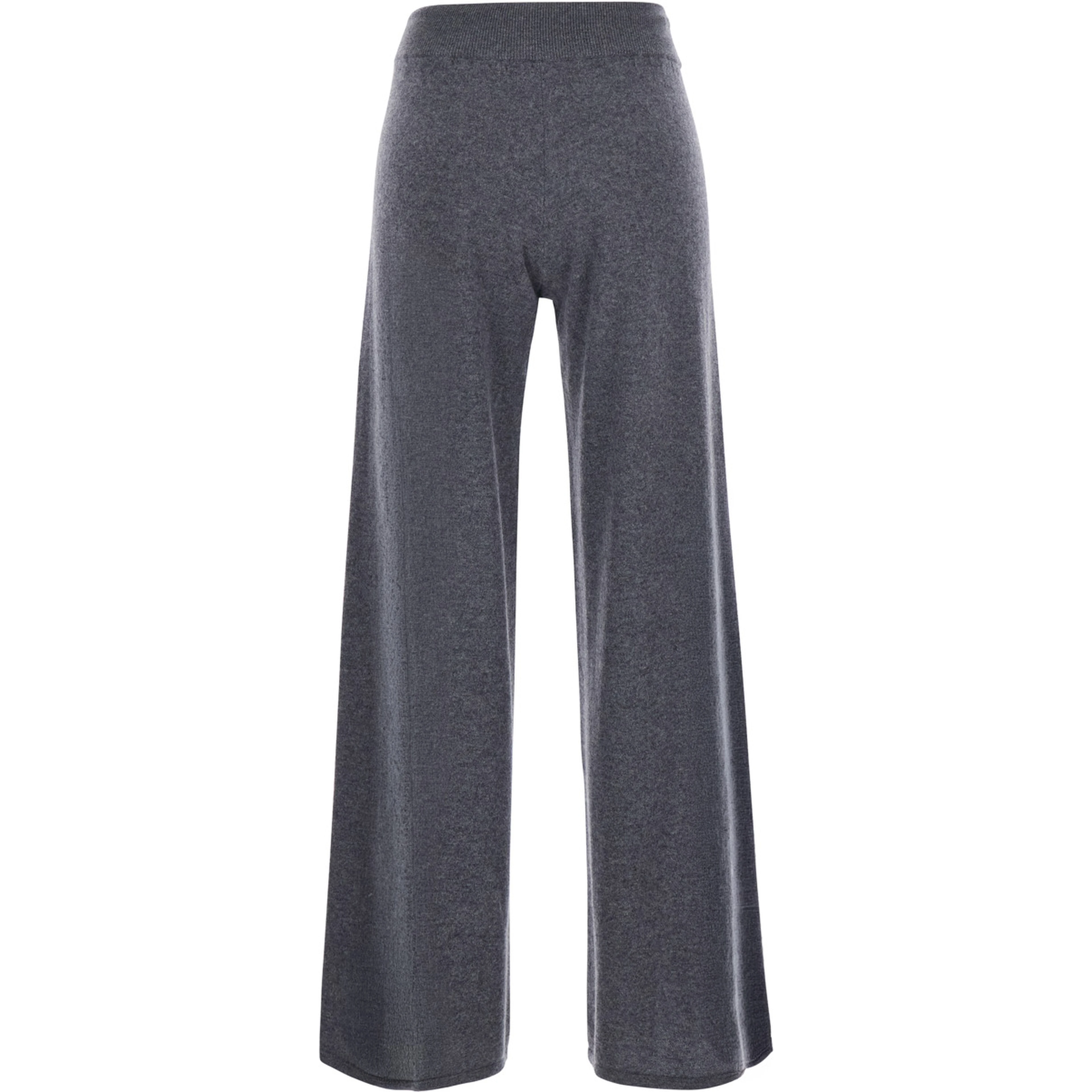 Sofi grey Trousers with elasticated waist and wide leg in cashmere for women
