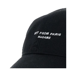 Black Baseball Cap with slogan print on the front in cotton for men